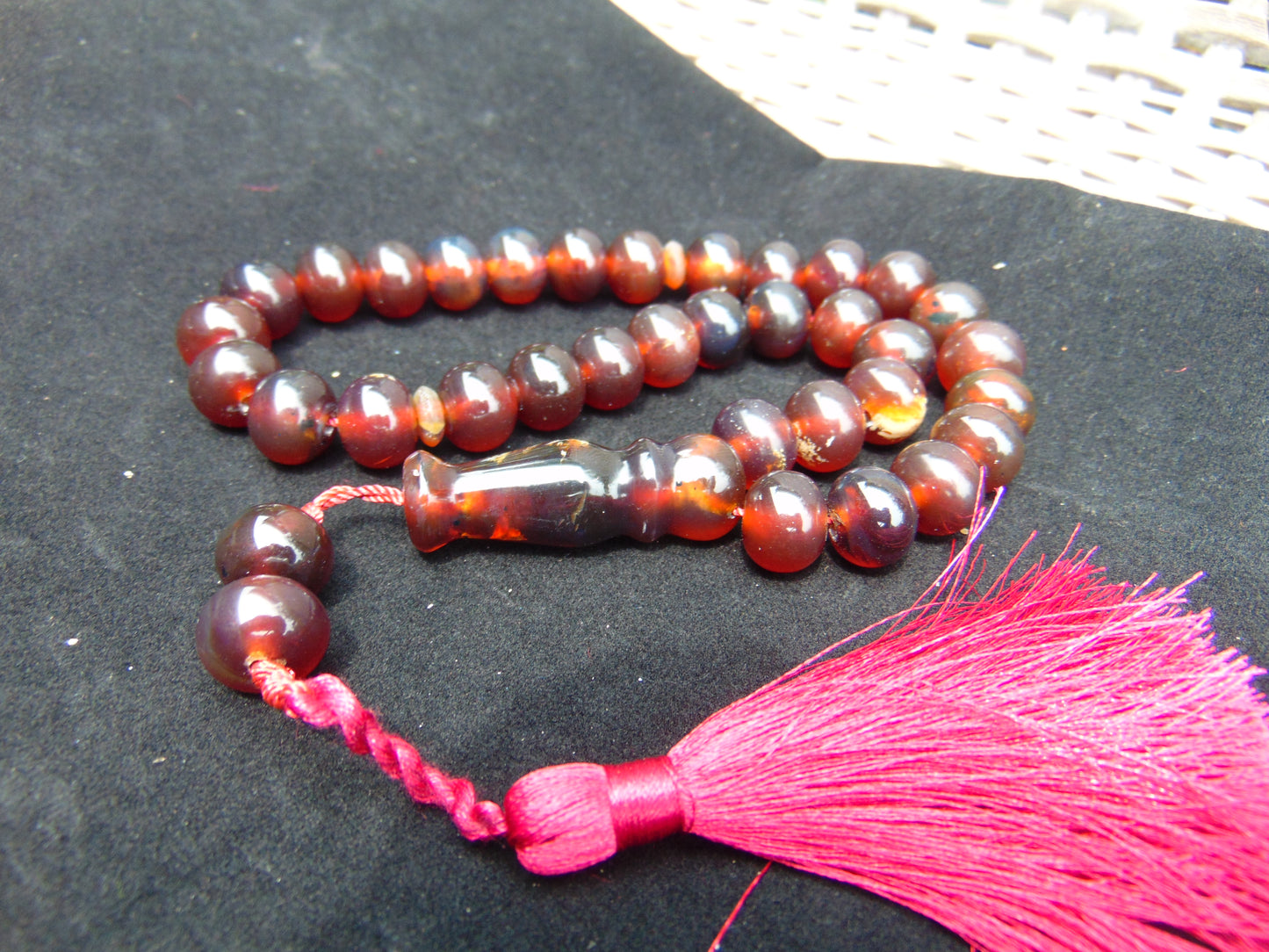 49 gr Hand Tasbih 33+3 Beads 12 mm Indonesian Cherry Red Amber for Healing 25TBS9