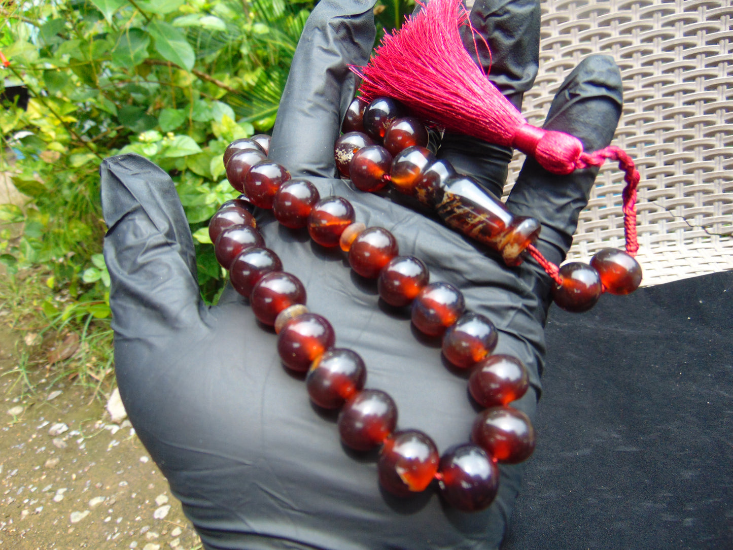 49 gr Hand Tasbih 33+3 Beads 12 mm Indonesian Cherry Red Amber for Healing 25TBS9