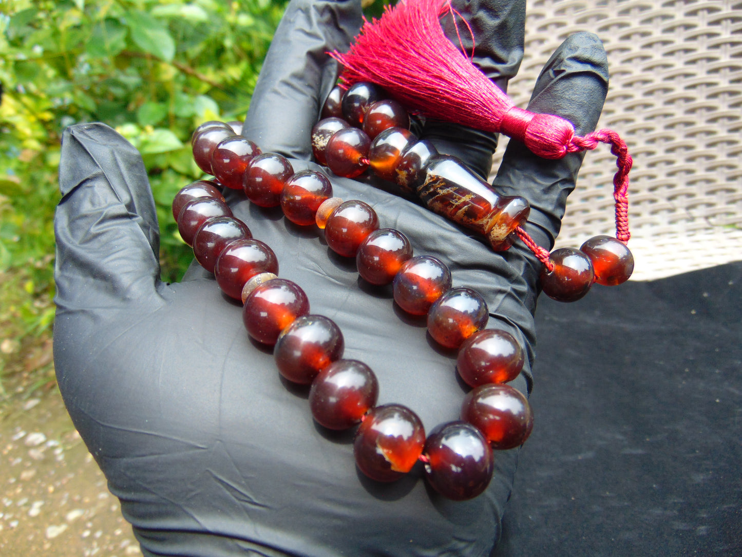 49 gr Hand Tasbih 33+3 Beads 12 mm Indonesian Cherry Red Amber for Healing 25TBS9