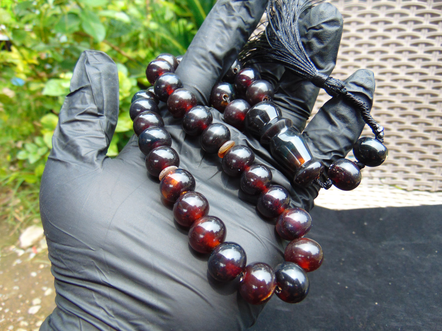 47 gr Hand Tasbih 33+3 Beads 12 mm Indonesian Cherry Red Amber for Healing 25TBS7