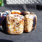 164 gr 7 Square Beads Bangle Indonesian Sumatra White Blue Amber for Healing FR131