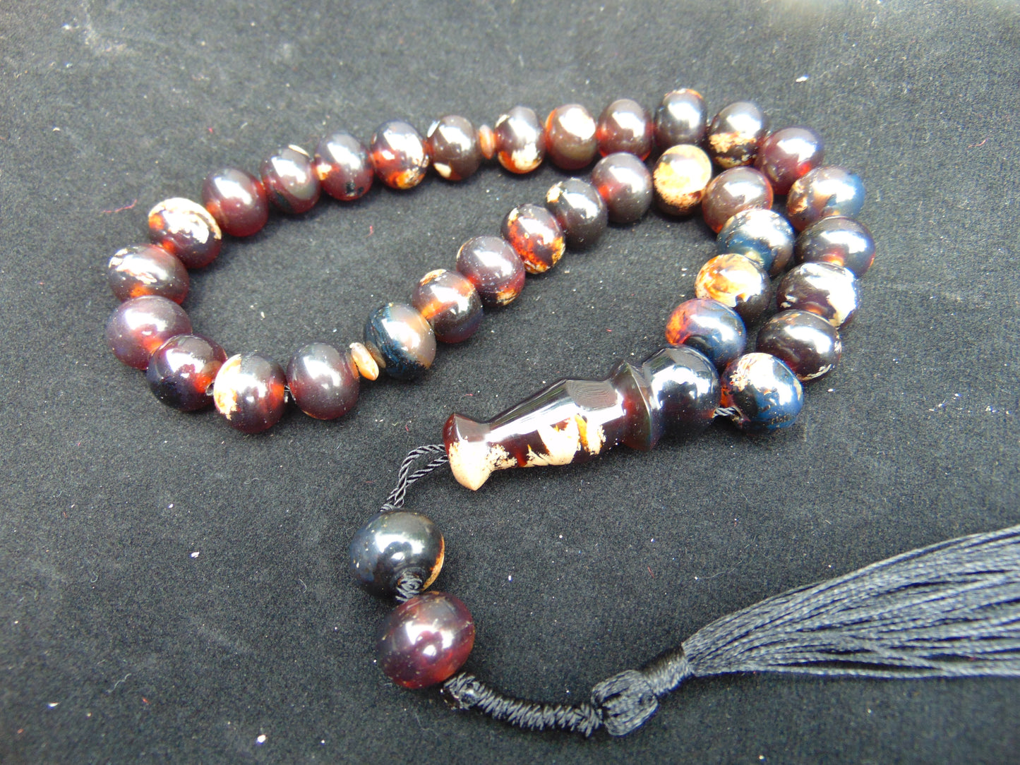 46 gr Hand Tasbih 33+3 Beads 12 mm Indonesian Black Red Blue Amber for Healing 25TBS10