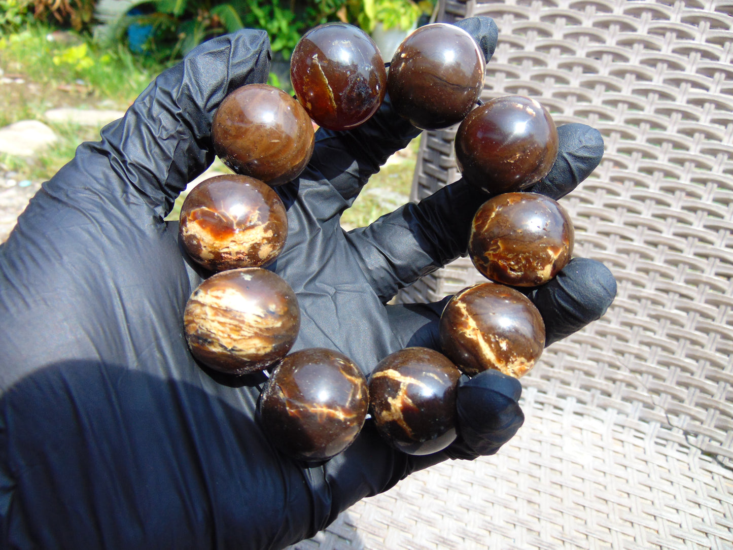 90 gr 10 Beads 25mm Bracelet Aromatic Amber Indonesia for Healing 26BN6