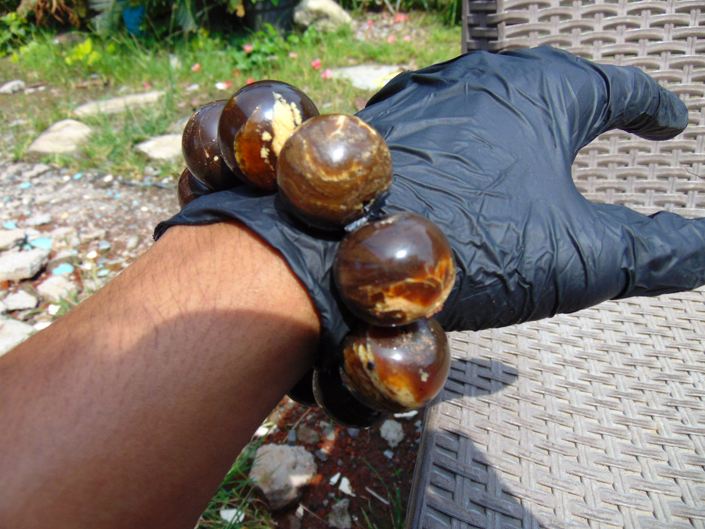 90 gr 10 Beads 25mm Bracelet Aromatic Amber Indonesia for Healing 26BN6