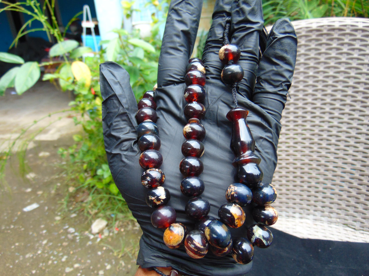 46 gr Hand Tasbih 33+3 Beads 12 mm Indonesian Black Red Blue Amber for Healing 25TBS10