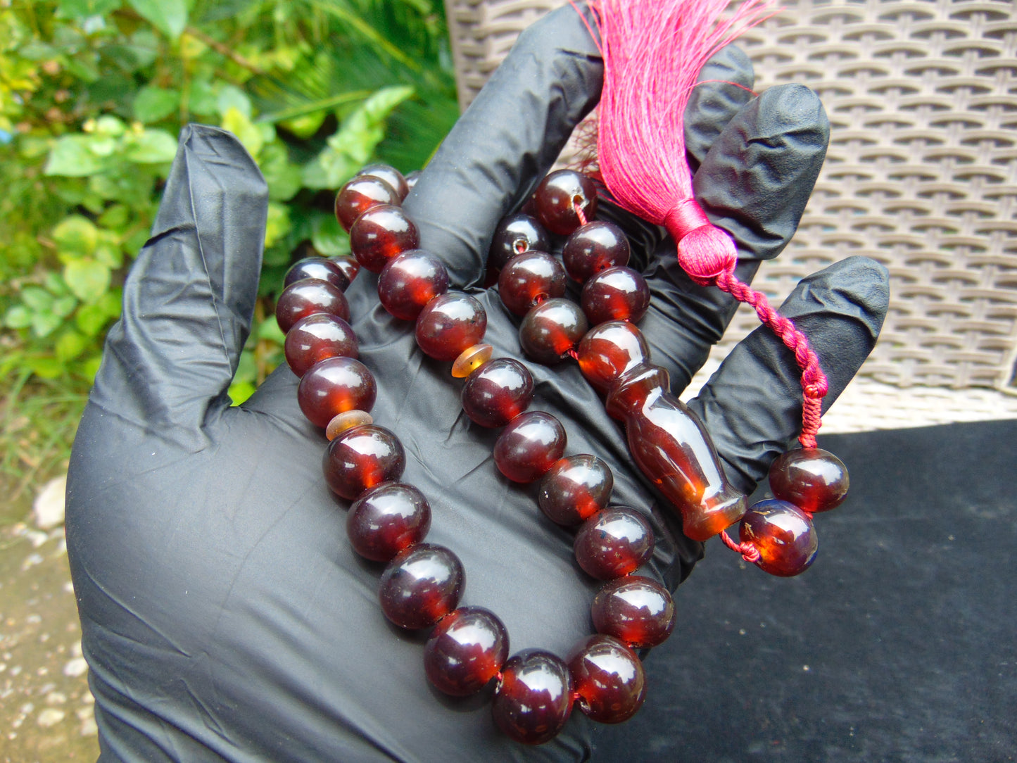 47 gr Hand Tasbih 33+3 Beads 12 mm Indonesian Cherry Red Amber for Healing 25TBS4