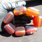 155 gr 7 Square Beads Bangle Indonesian Sumatra Red Purple Amber for Healing FR133