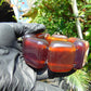 155 gr 7 Square Beads Bangle Indonesian Sumatra Red Purple Amber for Healing FR133