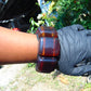 155 gr 7 Square Beads Bangle Indonesian Sumatra Red Purple Amber for Healing FR133
