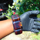 155 gr 7 Square Beads Bangle Indonesian Sumatra Red Purple Amber for Healing FR133