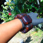 155 gr 7 Square Beads Bangle Indonesian Sumatra Red Purple Amber for Healing FR133