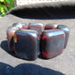142 gr 7 Square Beads Bangle Indonesian Sumatra Dark Purple Amber for Healing FR132