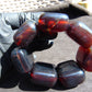 142 gr 7 Square Beads Bangle Indonesian Sumatra Dark Purple Amber for Healing FR132