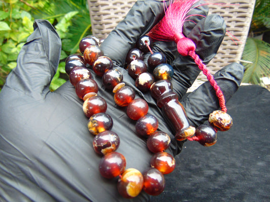 46 gr Hand Tasbih 33+3 Beads 12 mm Indonesian mix blue Amber for Healing 25TBS6