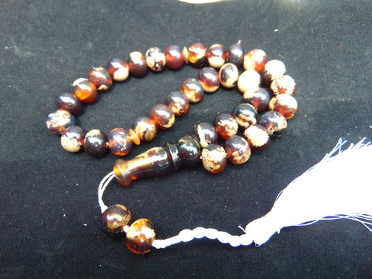 47 gr Hand Tasbih 33+3 Beads 12 mm Indonesian white Amber for Healing 25TBS11