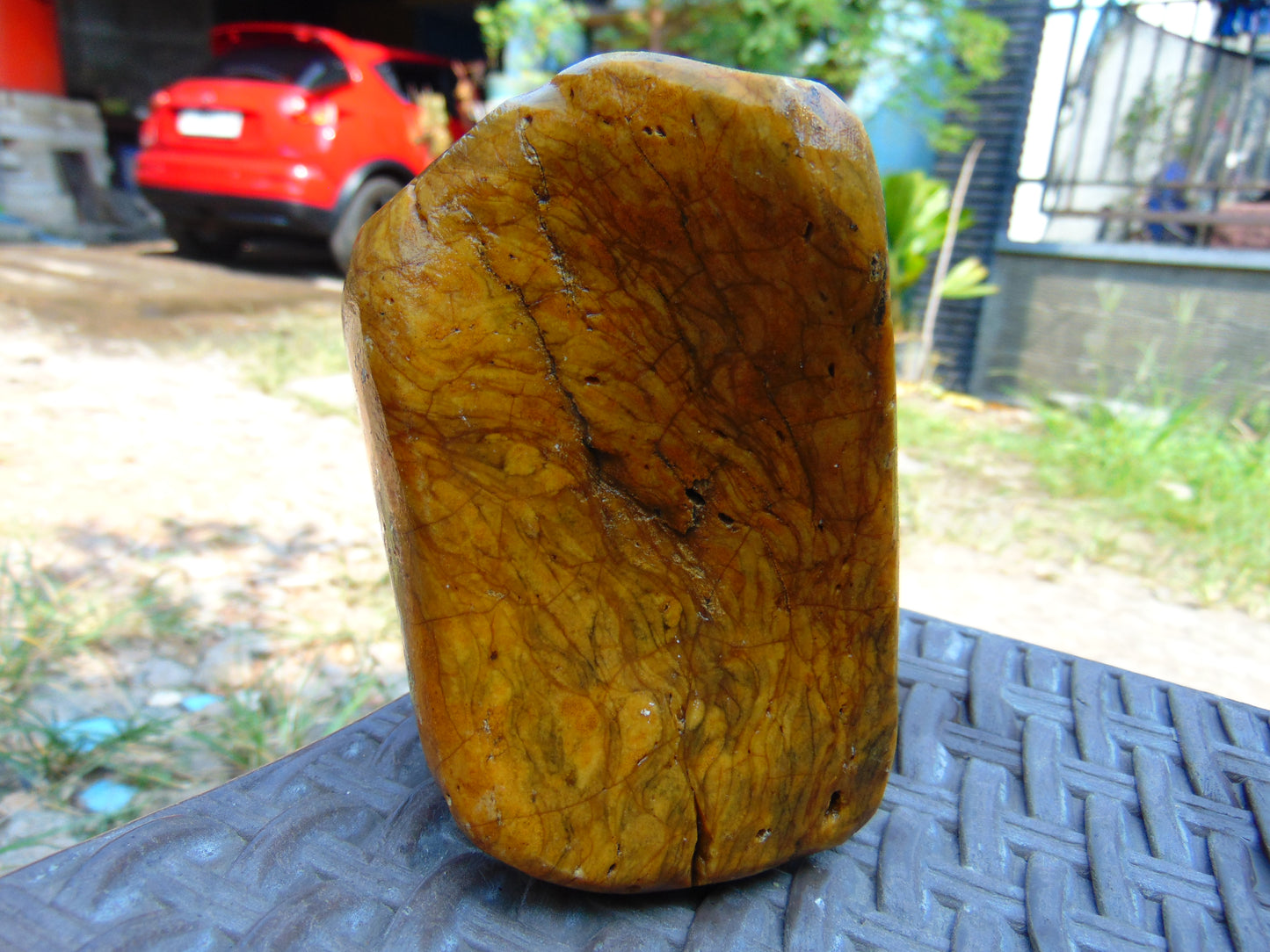 219 gram Polished Indonesia Yellow Aromatic Amber for Healing AY26M142