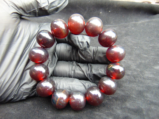 34 gram 14 Beads Mala Bracelet Indonesian Red Amber 16 mm for Healing A14G256