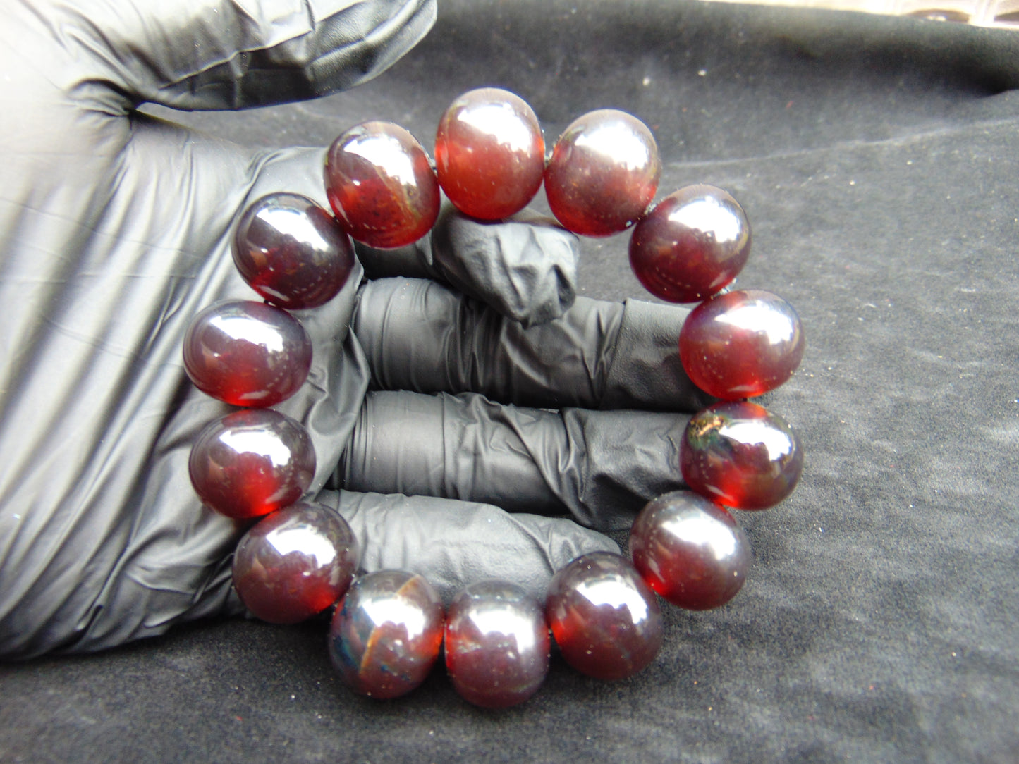 34 gram 14 Beads Mala Bracelet Indonesian Cherry Red Amber for Healing A14G256