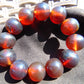 58 gram 12 Beads Mala Bracelet Indonesian Black Blue Amber 20 mm for Healing G20B111