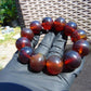 58 gram 12 Beads Mala Bracelet Indonesian Black Blue Amber 20 mm for Healing G20B111