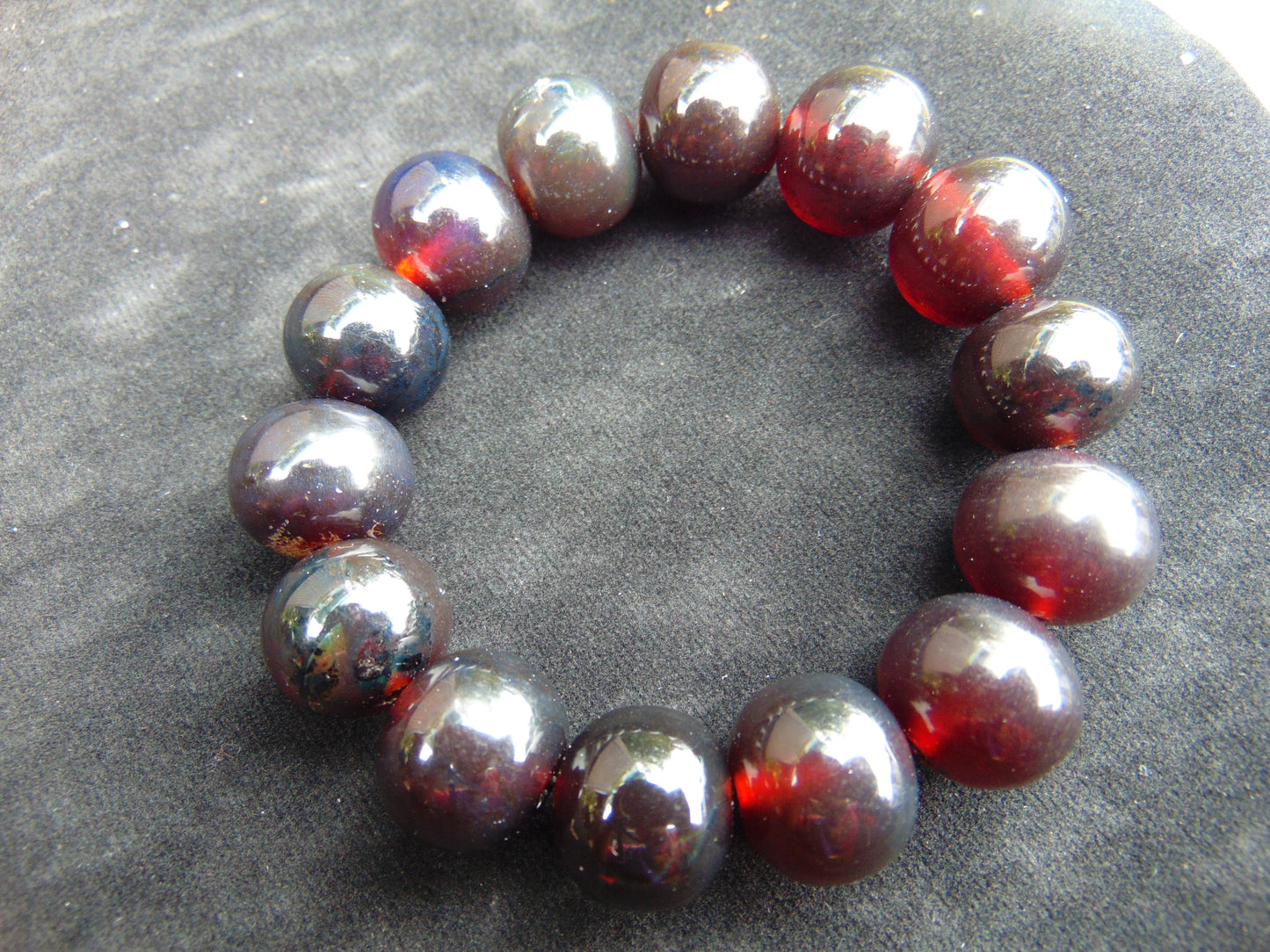 34 gram 14 Beads Mala Bracelet Indonesian Cherry Red Amber 16 mm for Healing A14G247