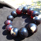 56 gram 12 Beads Mala Bracelet Indonesian Dark Blue Amber 20 mm for Healing G20B101
