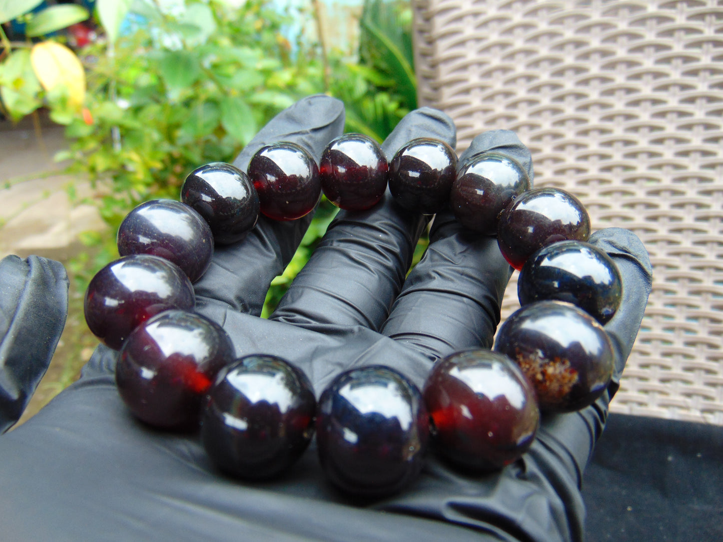 34 gram 14 Beads Mala Bracelet Indonesian Cherry Red Amber 16 mm for Healing A14G247
