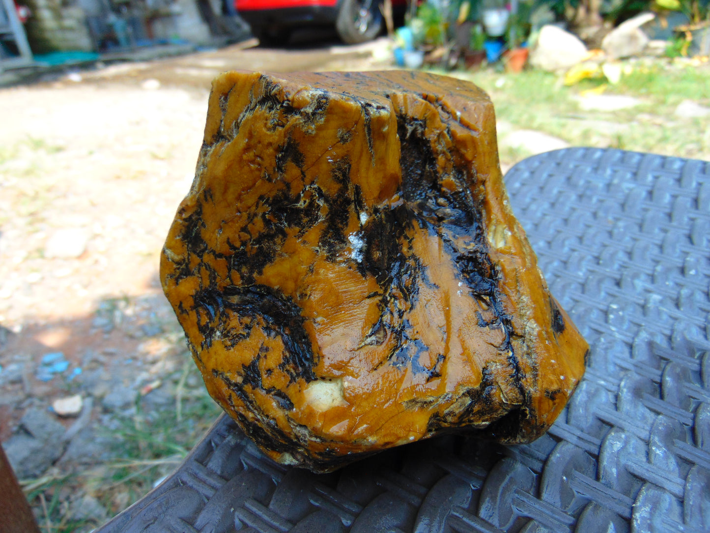 444 gram Polished Indonesia Yellow Aromatic Amber for Healing AY26M139