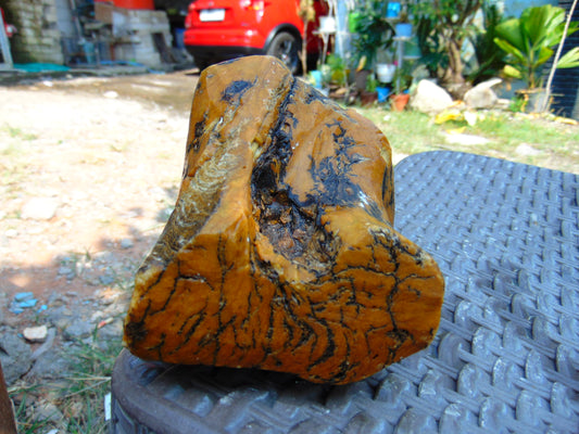 444 gram Polished Indonesia Yellow Aromatic Amber for Healing AY26M139