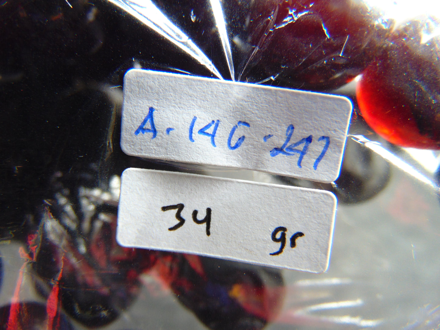 34 gram 14 Beads Mala Bracelet Indonesian Cherry Red Amber 16 mm for Healing A14G247