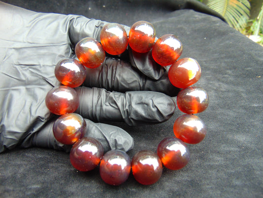 35 gram 14 Beads Mala Bracelet Indonesian Red Amber 16 mm for Healing A14G258