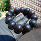 61 gram 12 Beads Mala Bracelet Indonesian Black Blue Amber 20 mm for Healing G20B110
