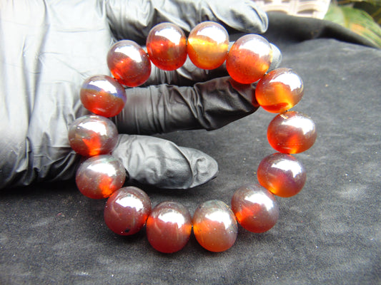35 gram 14 Beads Mala Bracelet Indonesian Red Amber 16 mm for Healing A14G264
