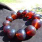 59 gram 12 Beads Mala Bracelet Indonesian Red Bluish Amber 20 mm for Healing G20B104