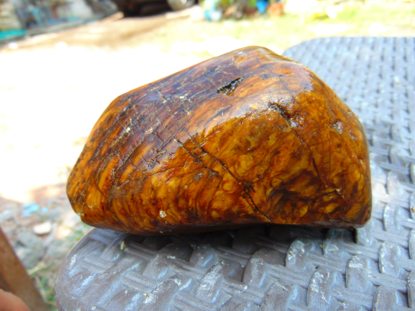 275 gram Polished Indonesia Yellow Aromatic Amber for Healing AY26M132