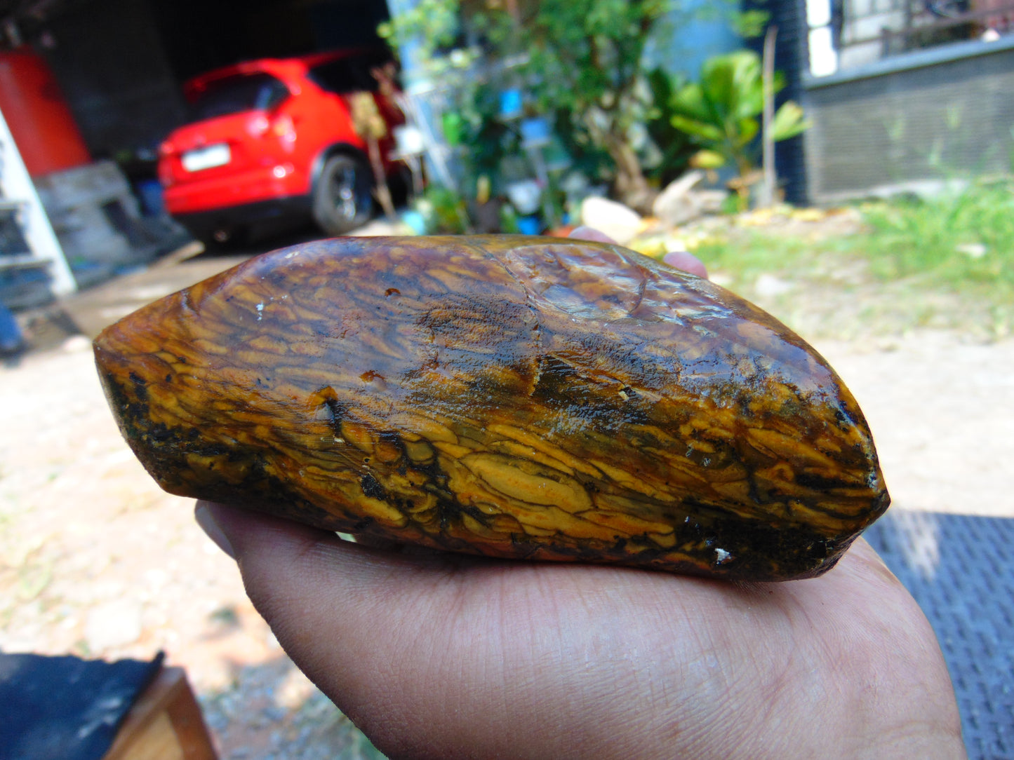275 gram Polished Indonesia Yellow Aromatic Amber for Healing AY26M132