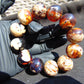 58 gram 12 Beads Mala Bracelet Indonesian White Blue Amber 20 mm for Healing G20B106