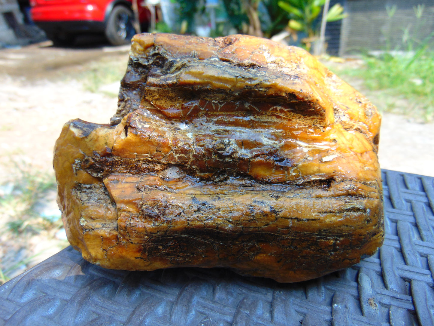 407 gram Polished Indonesia Yellow Aromatic Amber for Healing AY26M130