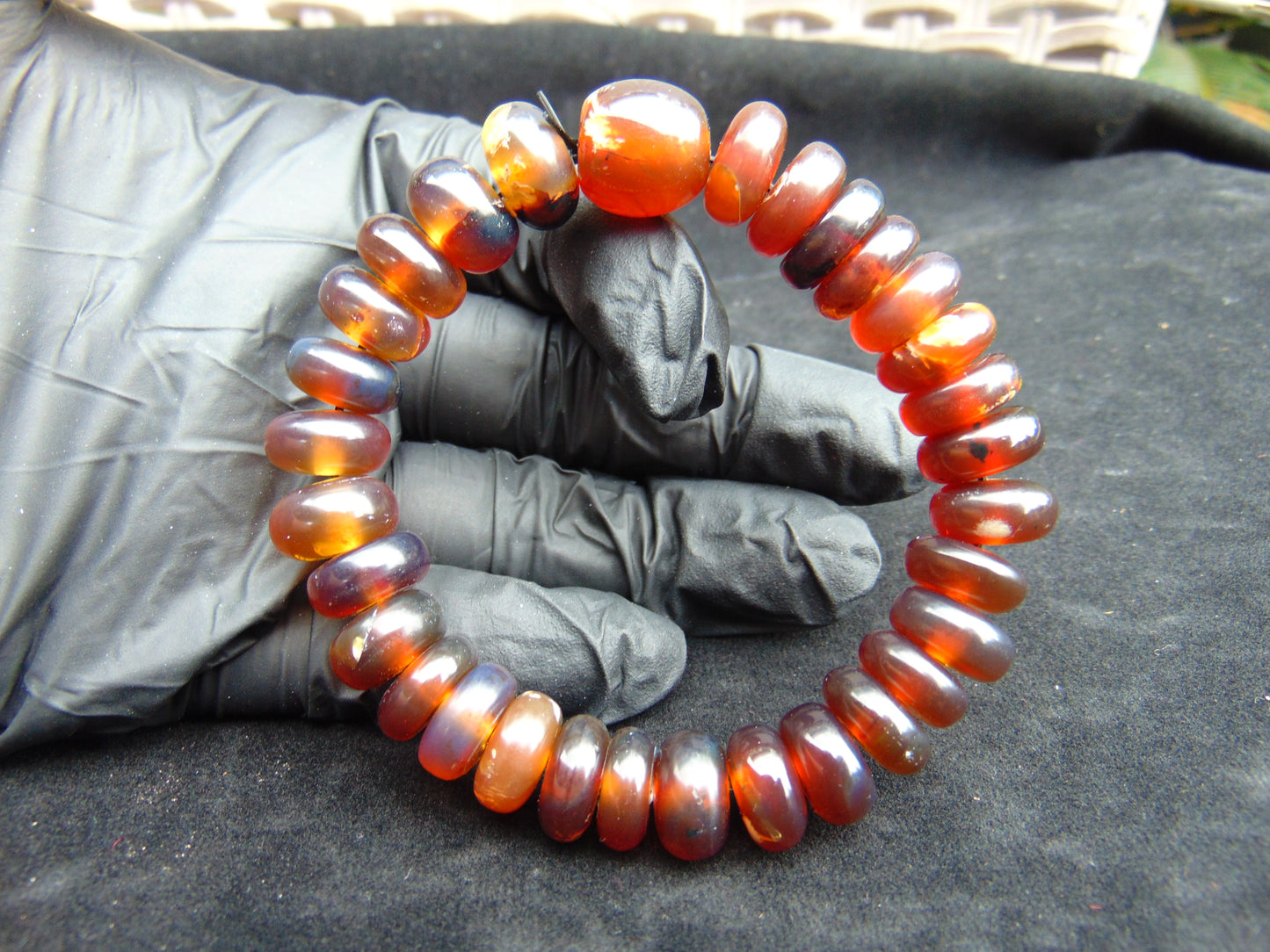 19 gram Small Beads Bracelet Indonesian Mix Red Blue Amber for Healing A31G215