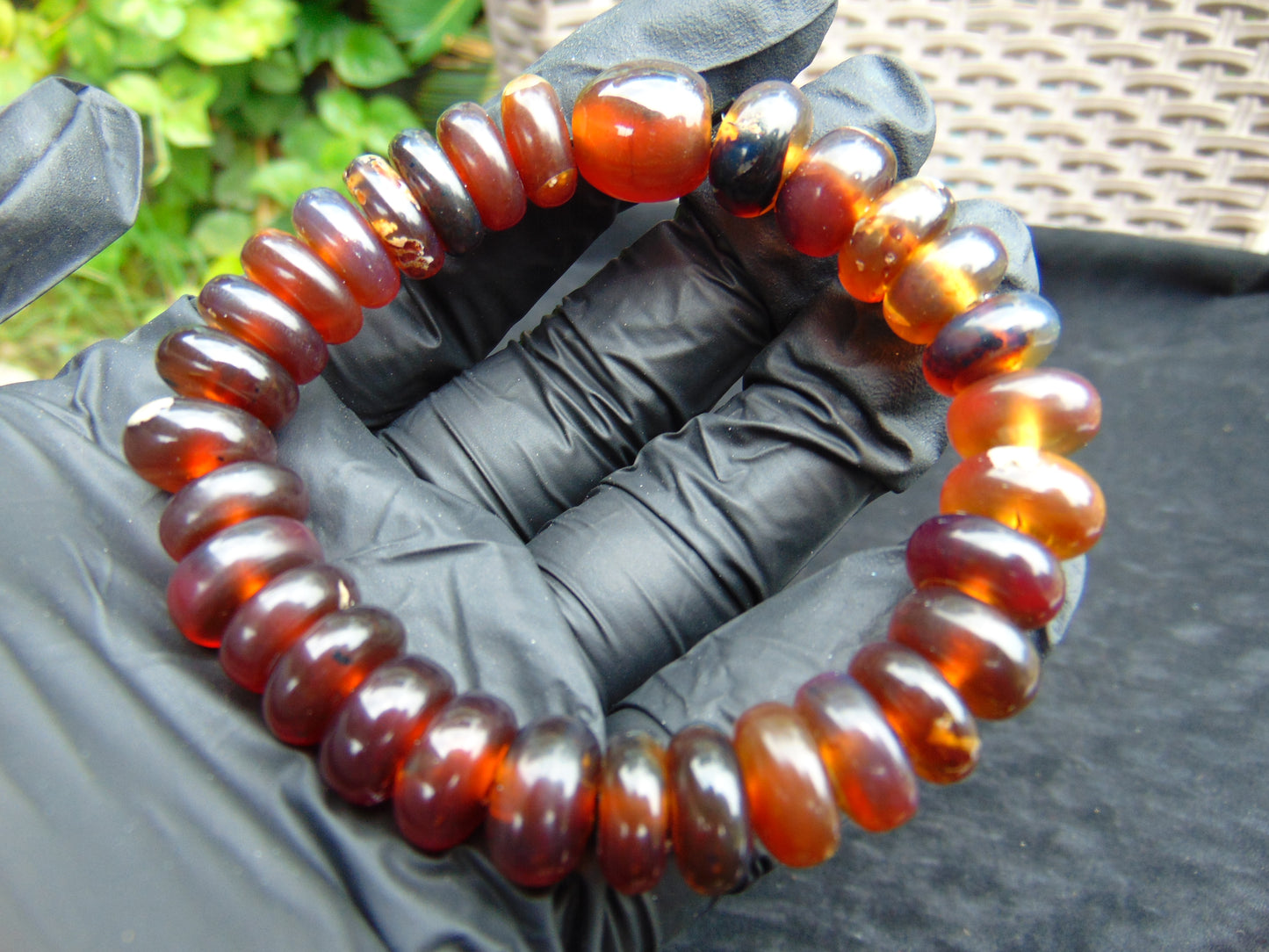19 gram Small Beads Bracelet Indonesian Mix Red Blue Amber for Healing A31G215