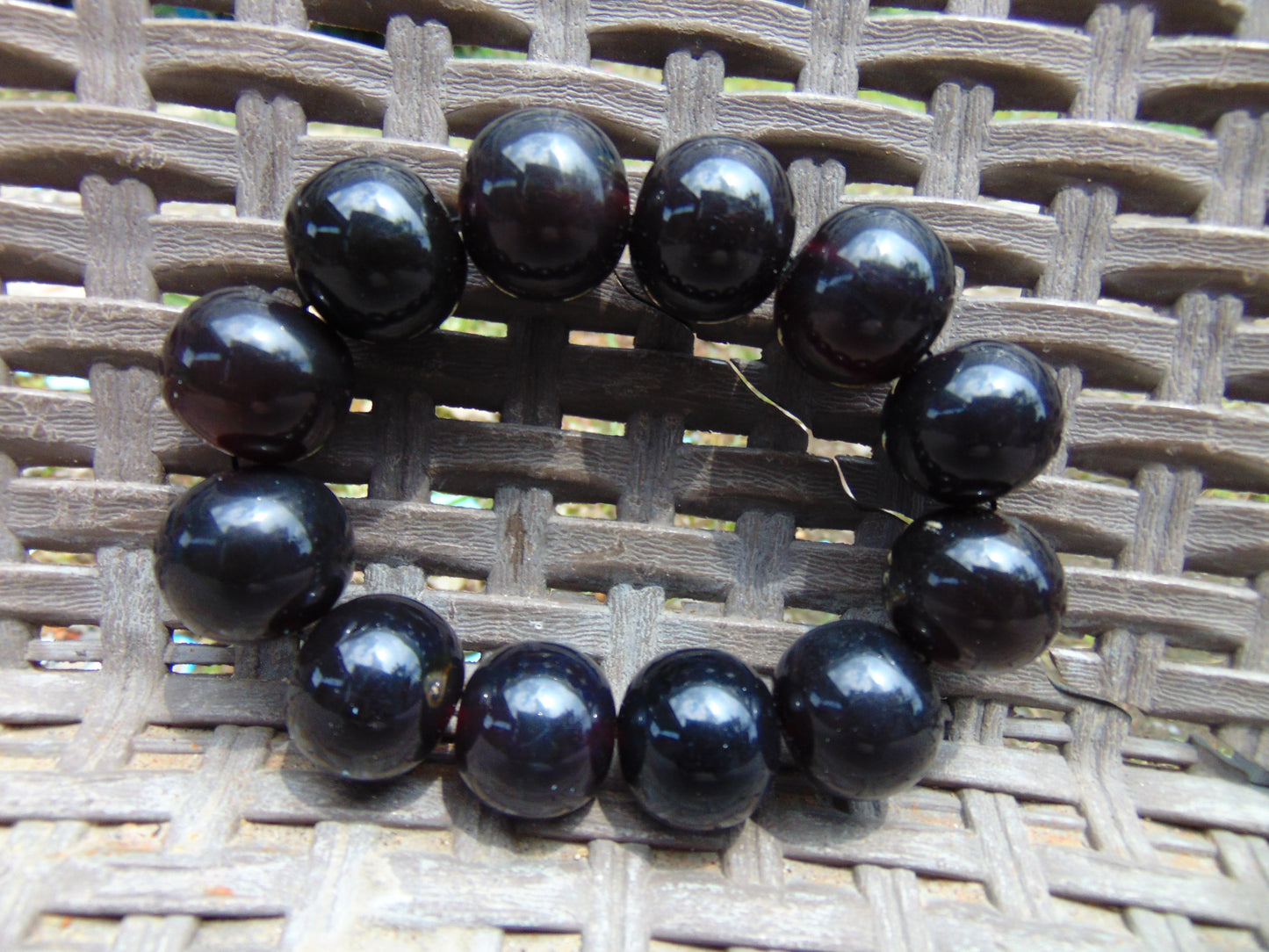 58 gram 12 Beads Mala Bracelet Indonesian Black Amber 20 mm for Healing BB9