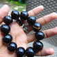 58 gram 12 Beads Mala Bracelet Indonesian Black Amber 20 mm for Healing BB9