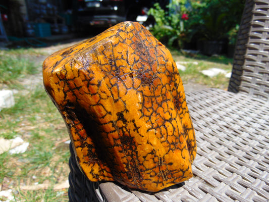 351 gram Polished Indonesia Yellow Fragrance Amber for Healing K823