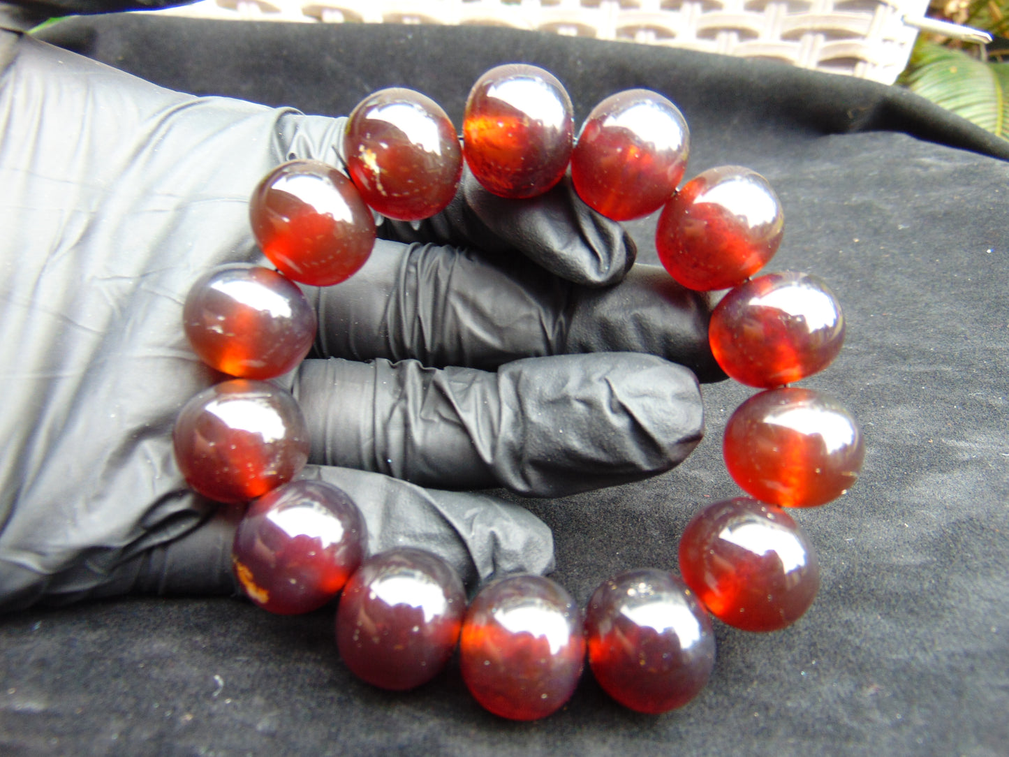 35 gram 14 Beads Mala Bracelet Indonesian Red Amber 16 mm for Healing A14G254