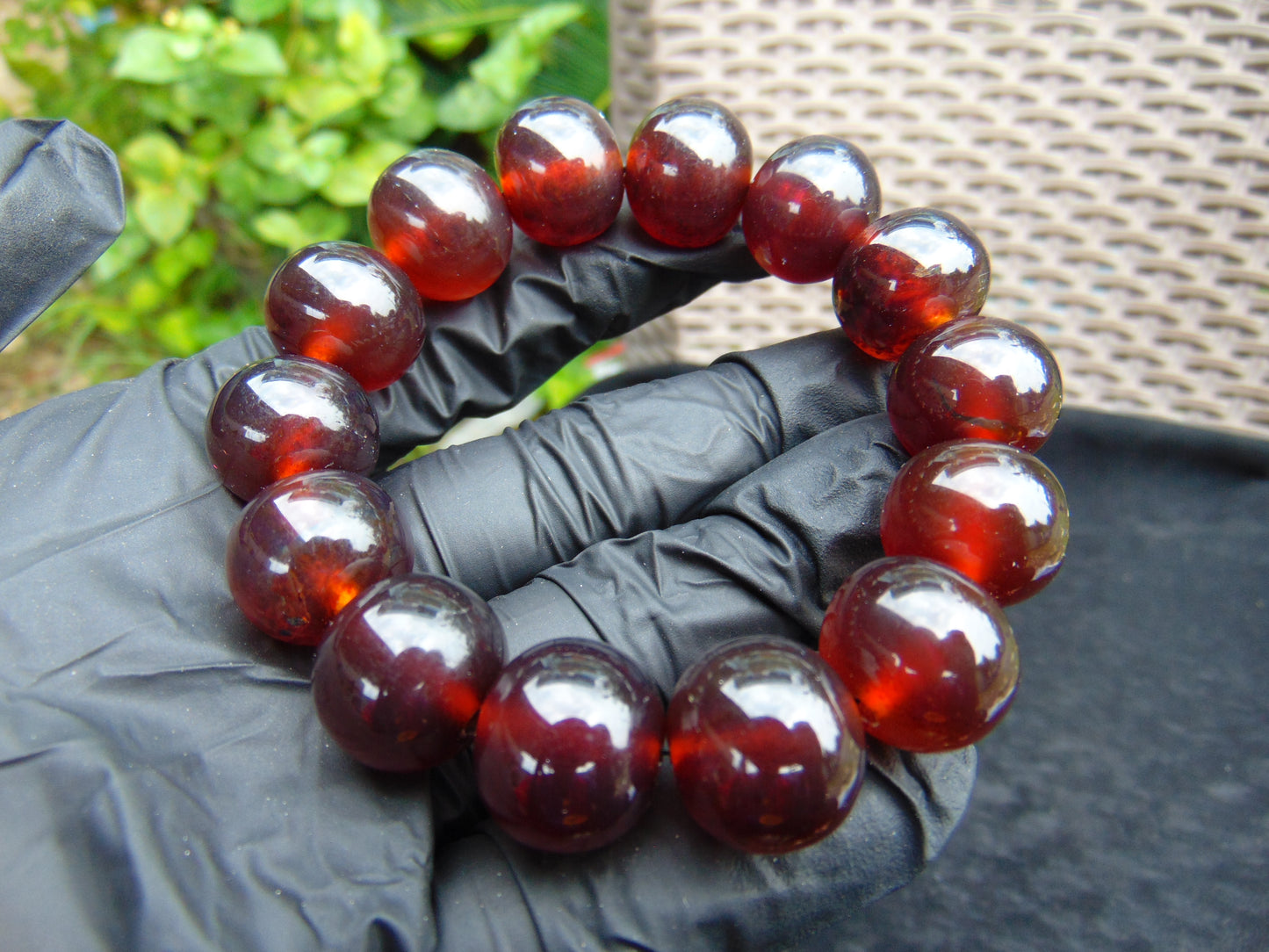 35 gram 14 Beads Mala Bracelet Indonesian Red Amber 16 mm for Healing A14G254