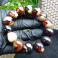 35 gram 14 Beads Mala Bracelet Indonesian Dark White Amber 16 mm for Healing A14G250