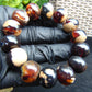 35 gram 14 Beads Mala Bracelet Indonesian Dark White Amber 16 mm for Healing A14G250