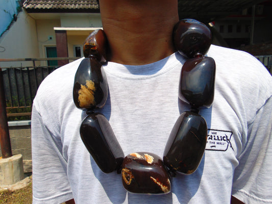 703 gr Big Necklace Indonesian Dark  Amber for Healing NE254