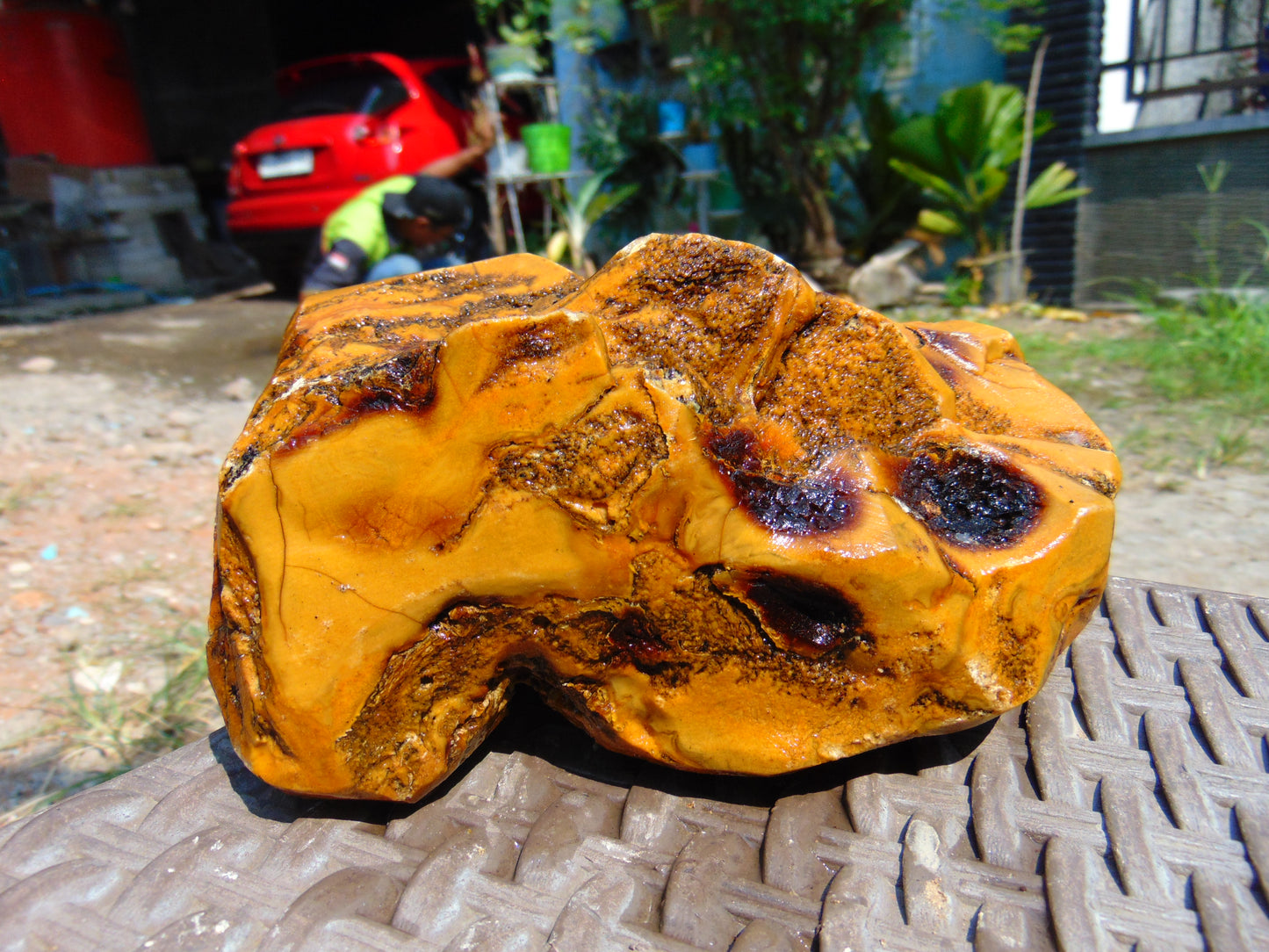 471 gram Polished Indonesia Yellow Aromatic Amber for Healing AY26M124