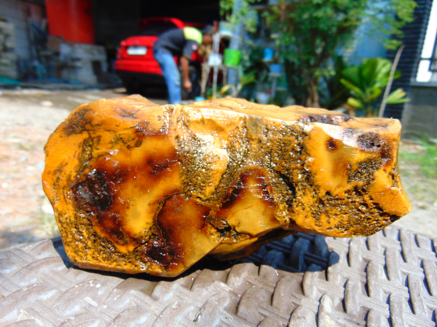 471 gram Polished Indonesia Yellow Aromatic Amber for Healing AY26M124